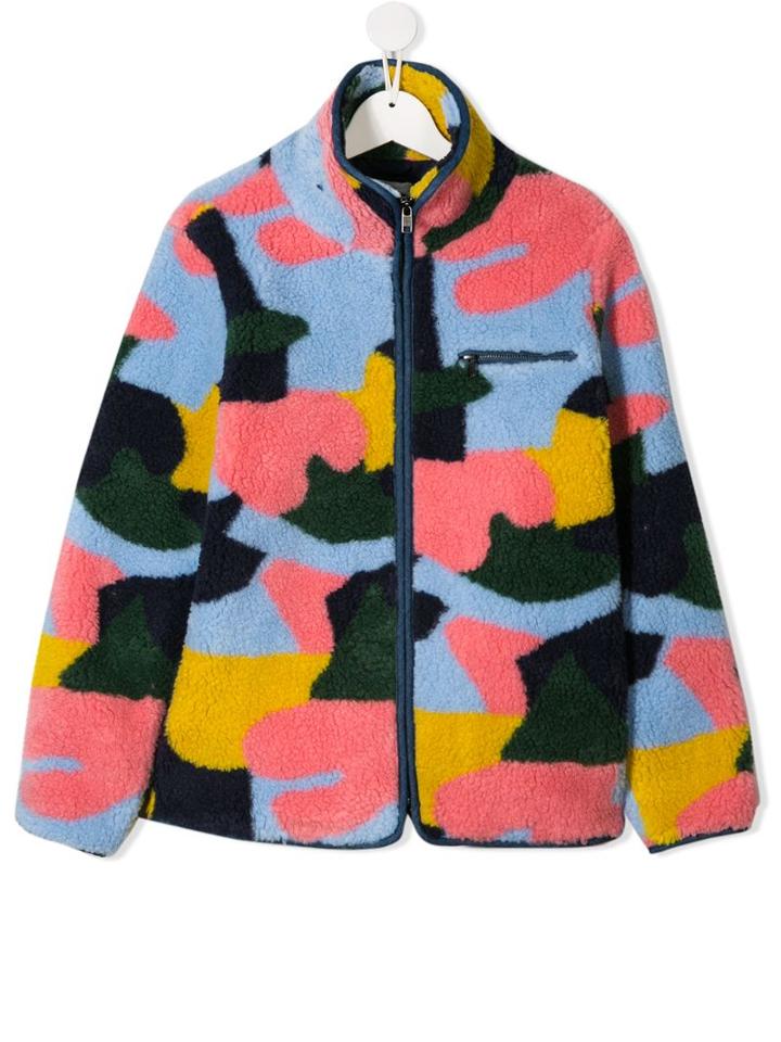 Stella Mccartney Kids Camouflage Faux Fur Jacket - Blue