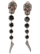 Gavello Sapphire, Diamond And Ruby Skull Head Earrings - Black