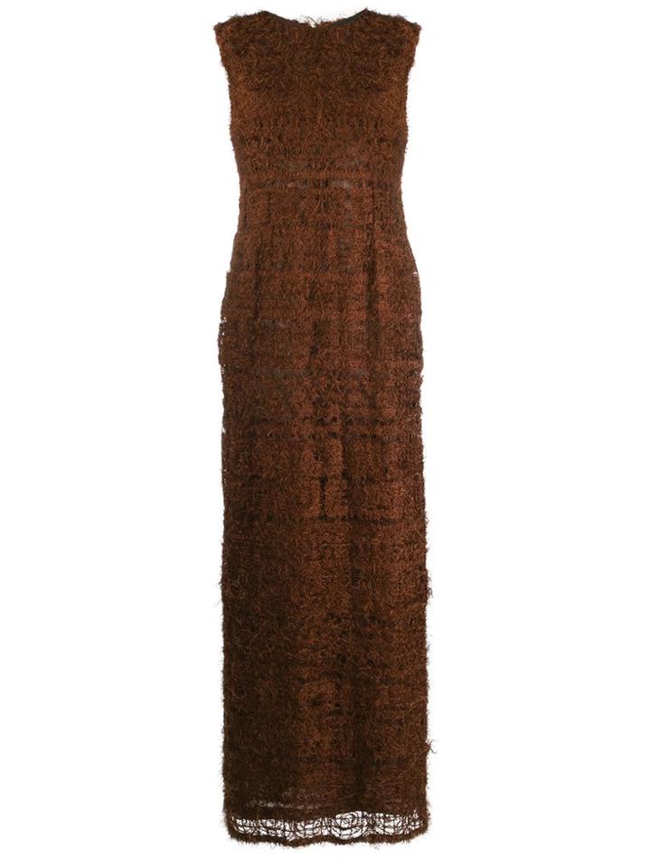 Jean Louis Scherrer Pre-owned 1990s Textured Maxi Dress - Brown