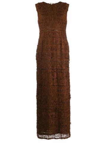 Jean Louis Scherrer Pre-owned 1990s Textured Maxi Dress - Brown