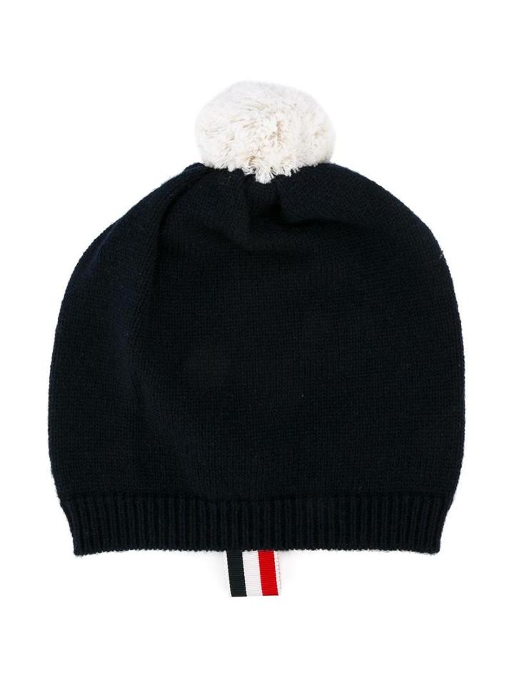 Thom Browne Pompom Knitted Hat, Boy's, Blue