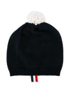Thom Browne Pompom Knitted Hat, Boy's, Blue