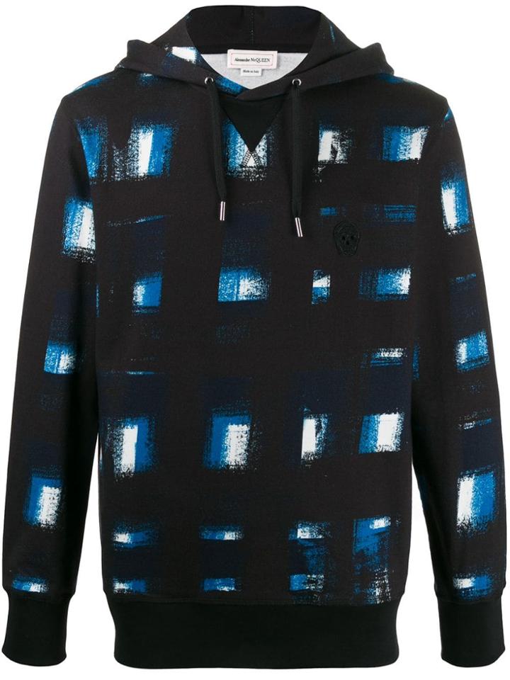 Alexander Mcqueen Brush Stroke Print Hoodie - Blue