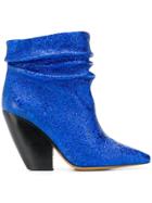 Iro Block Heel Ankle Boots - Blue