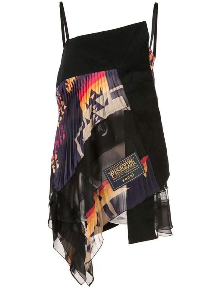 Sacai Asymmetric Contrast Panel Top - Black