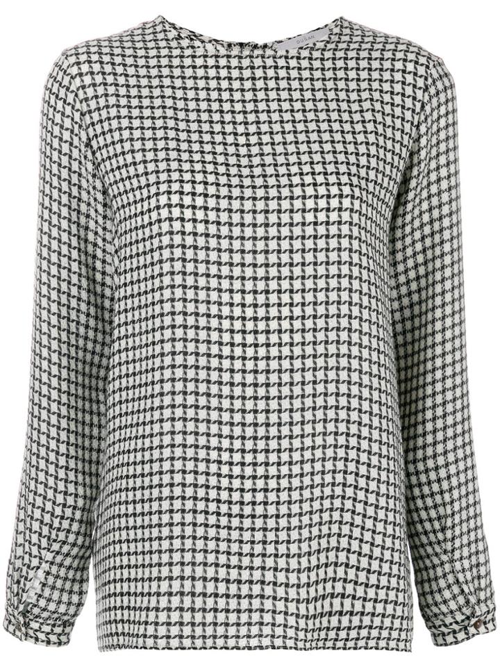 Dusan Graphic Check Effect Blouse - Black
