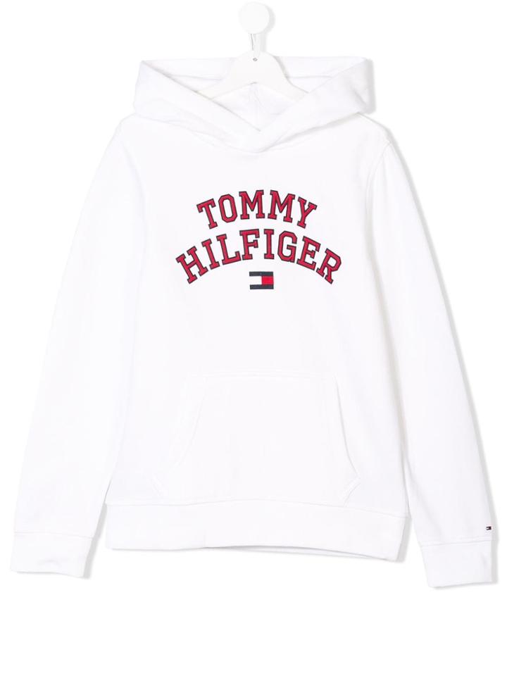 Tommy Hilfiger Junior Teen Logo Printed Hoodie - White