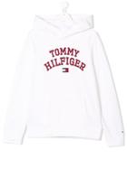 Tommy Hilfiger Junior Teen Logo Printed Hoodie - White