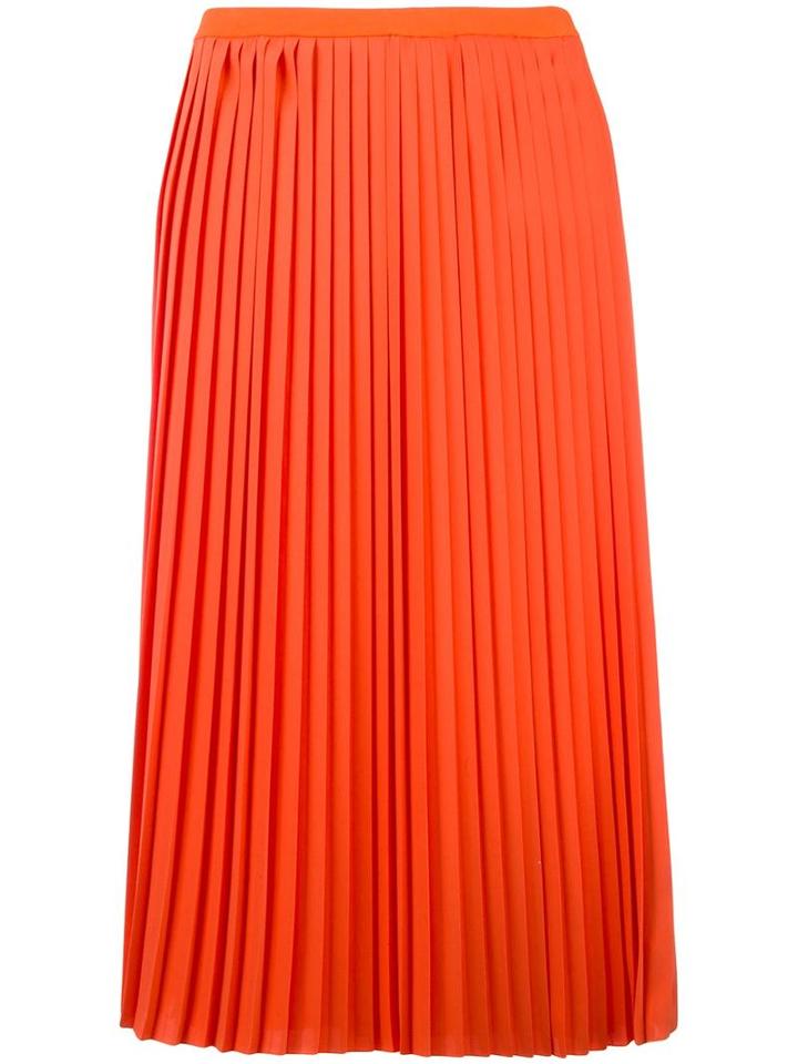 Mm6 Maison Margiela Pleated Maxi Skirt, Women's, Size: 40, Yellow/orange, Cotton/polyester/spandex/elastane