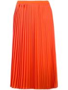 Mm6 Maison Margiela Pleated Maxi Skirt, Women's, Size: 40, Yellow/orange, Cotton/polyester/spandex/elastane