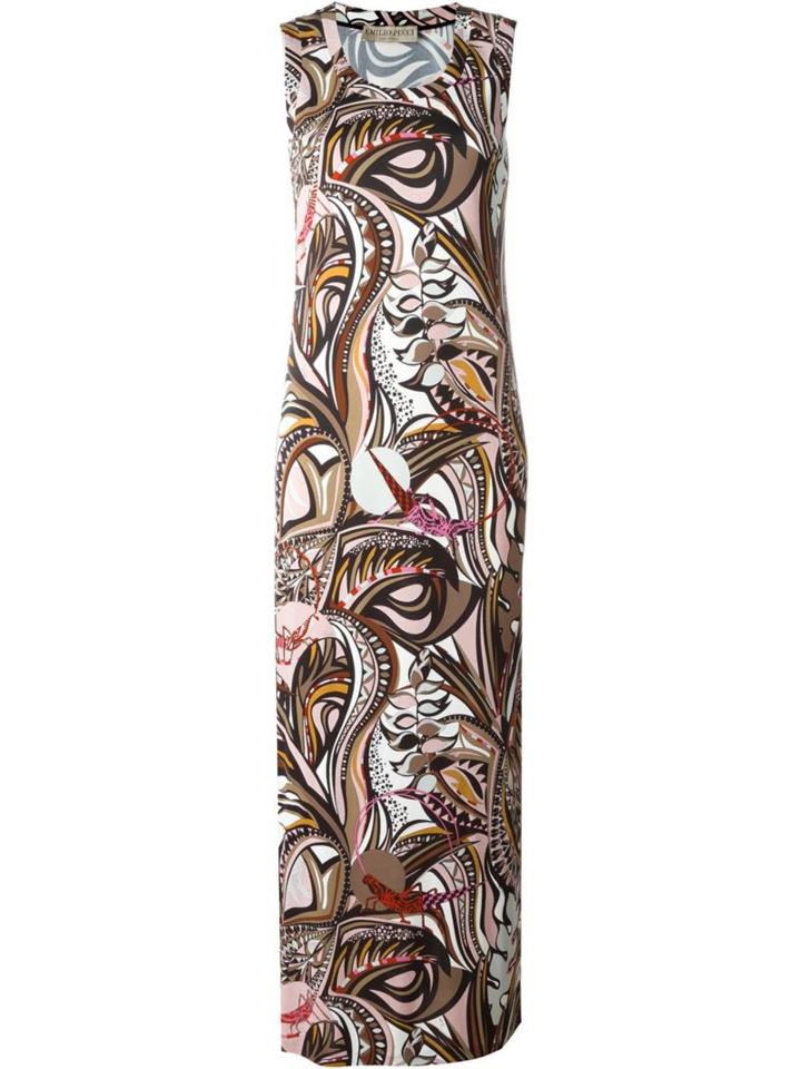 Emilio Pucci Cricket Print Long Dress, Women's, Size: 38, Silk/viscose