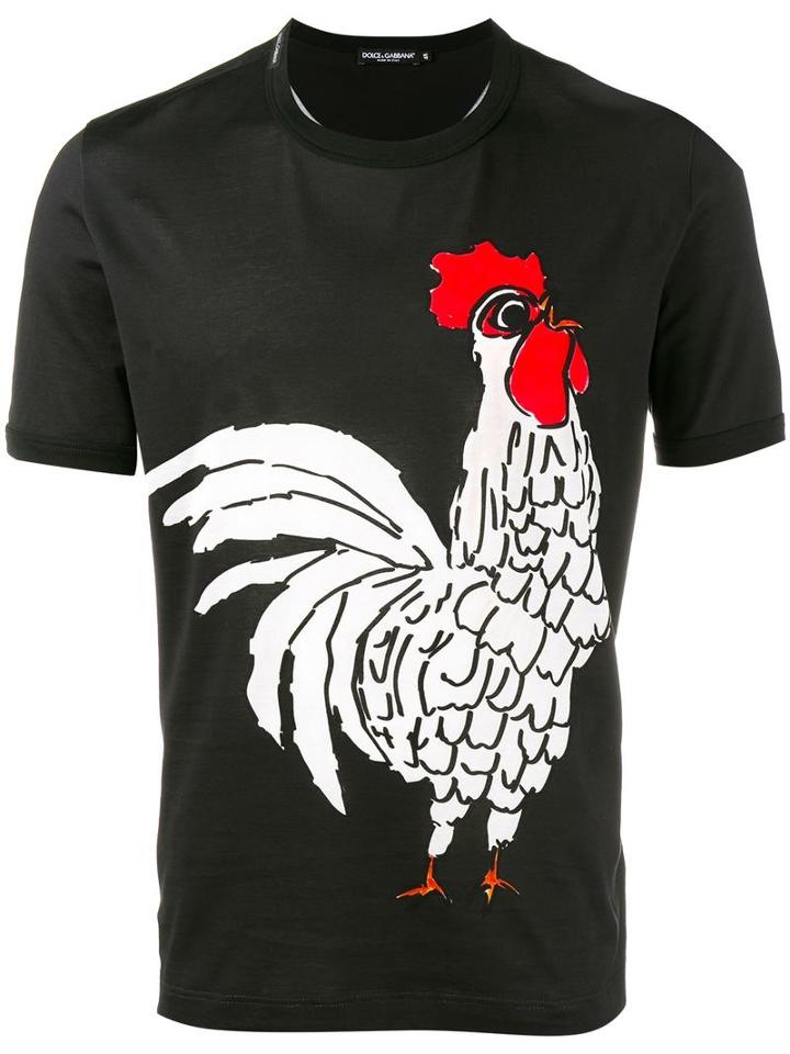 Dolce & Gabbana Cockerel Print T-shirt, Men's, Size: 50, Black, Cotton