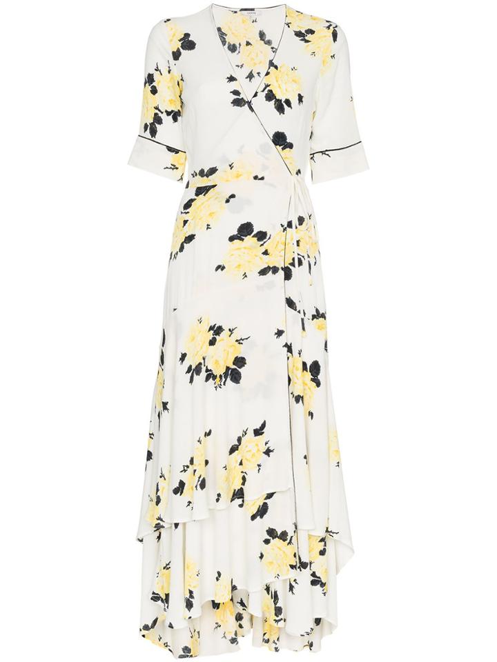 Ganni V-neck Floral Print Dress - Nude & Neutrals