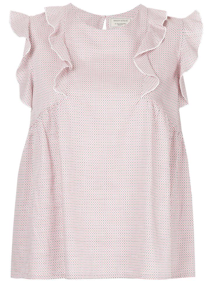 Maison Kitsuné Sleeveless Ruffle Blouse - Red