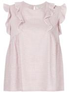 Maison Kitsuné Sleeveless Ruffle Blouse - Red