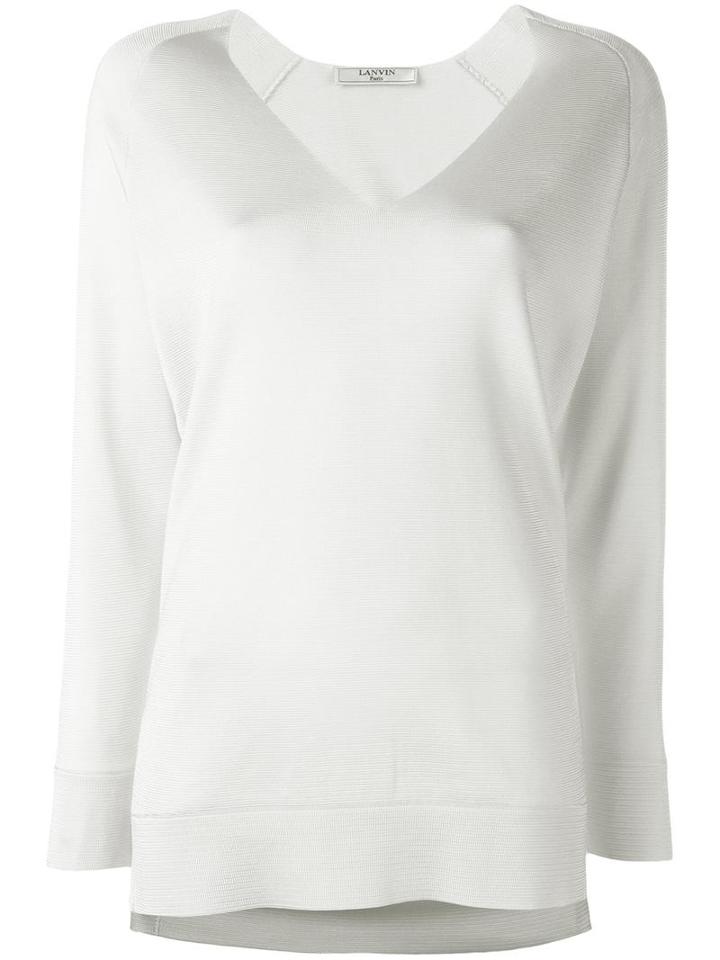 Lanvin Collarless V-neck Jumper, Women's, Size: Large, Nude/neutrals, Viscose