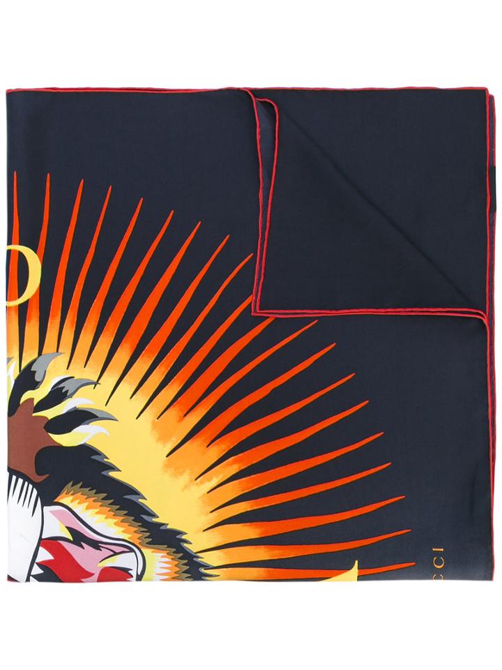 Gucci - Angry Cat Print Scarf - Men - Silk - One Size, Black, Silk