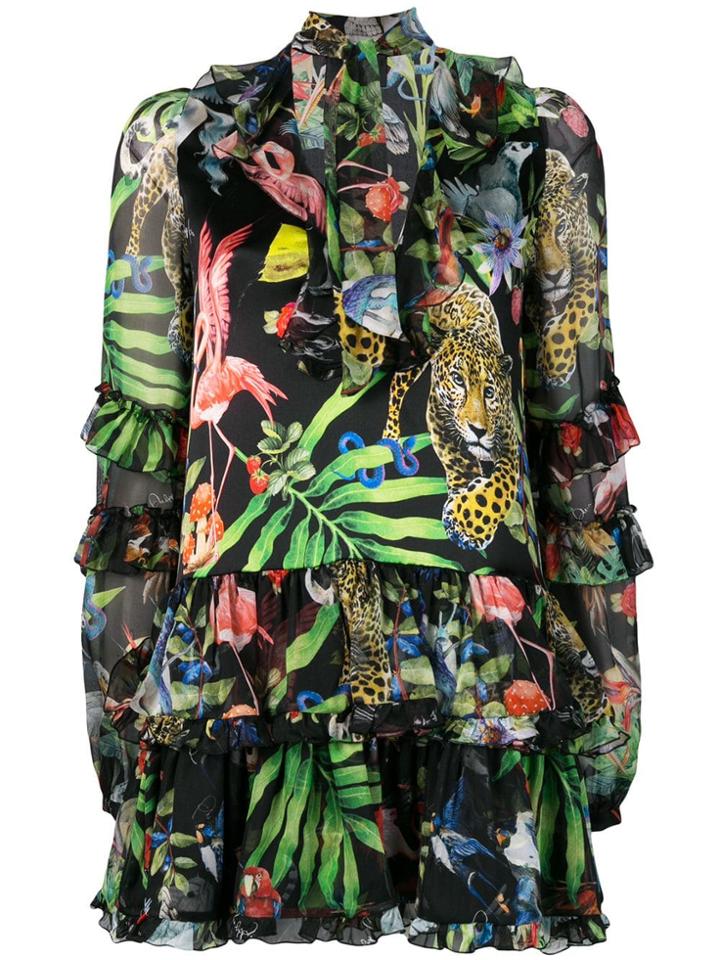 Philipp Plein Jungle Embroidered Mini Dress - Black