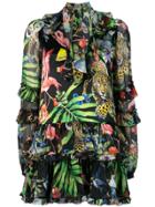 Philipp Plein Jungle Embroidered Mini Dress - Black