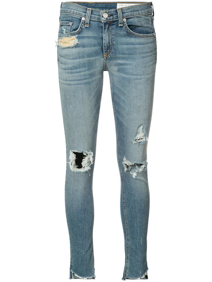 Rag & Bone /jean - Distressed Skinny Jeans - Women - Cotton/polyurethane - 26, Blue, Cotton/polyurethane