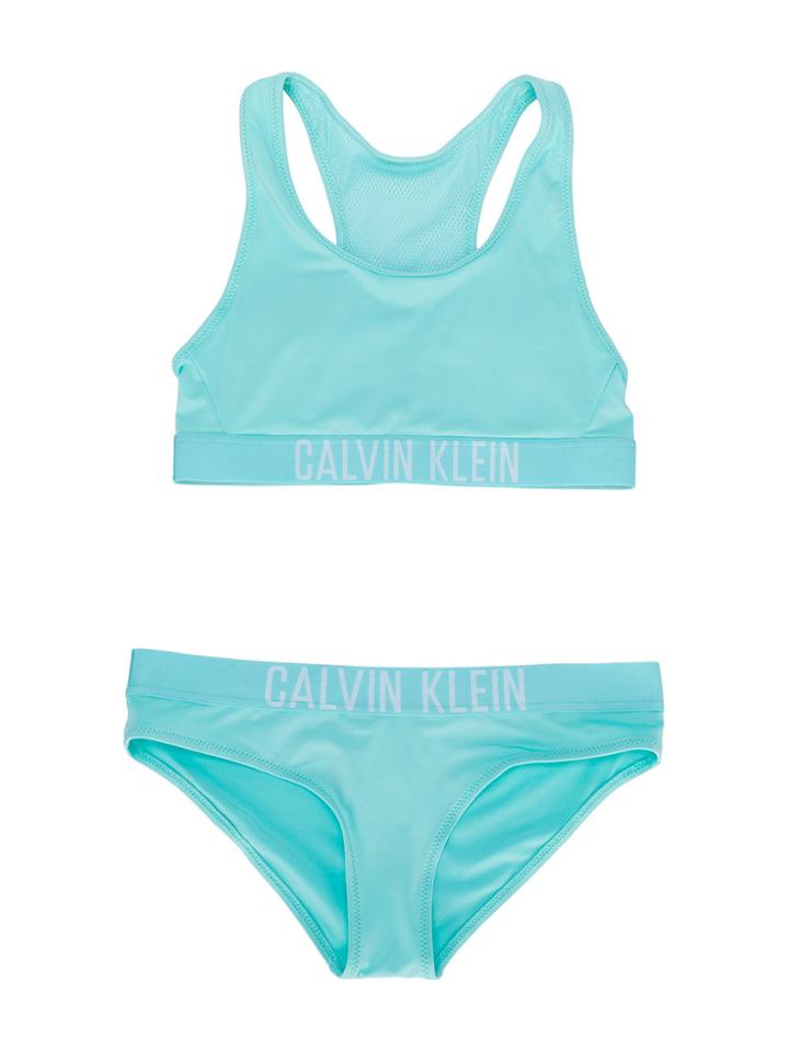 Calvin Klein Kids Logo Crop Bikini - Green