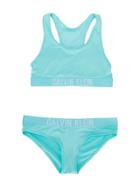 Calvin Klein Kids Logo Crop Bikini - Green