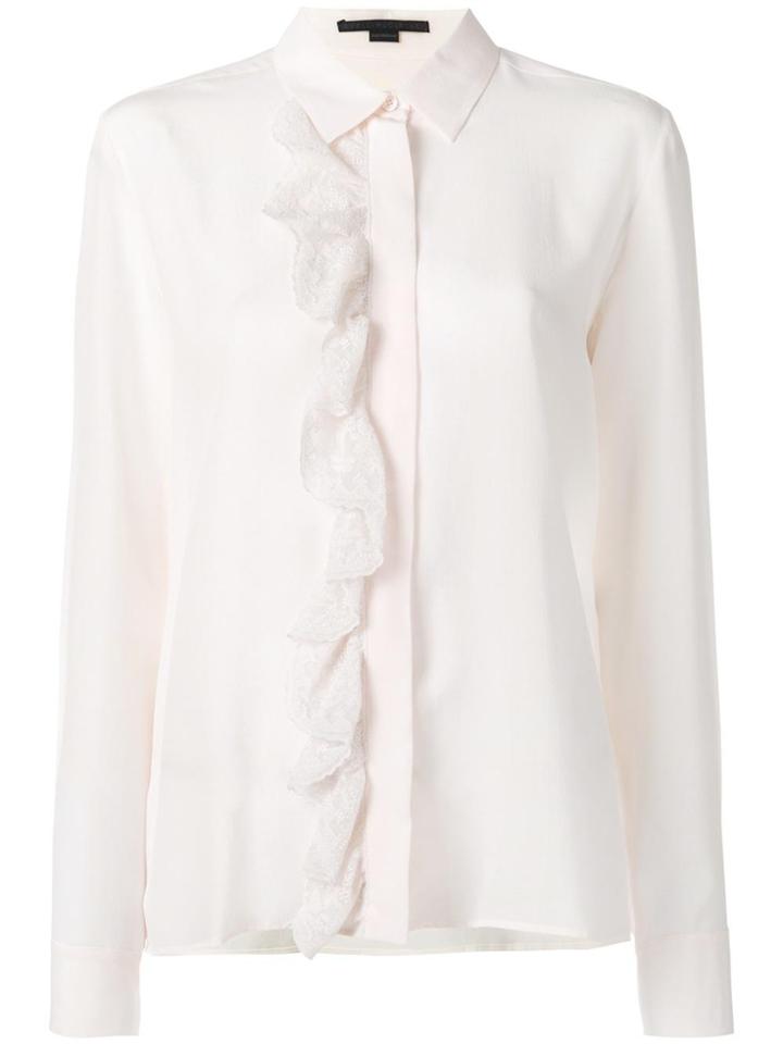 Stella Mccartney Ruffle Lace Placket Shirt - Nude & Neutrals
