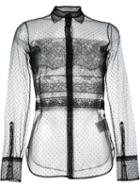 Valentino Sheer Tulle Blouse, Women's, Size: 42, Black, Polyamide/viscose/cotton