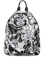 Versace Baroque Print Backpack, Black, Cotton/leather