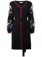 Tory Burch Flower Embroidered Dress, Women's, Size: 4, Black, Cotton/viscose