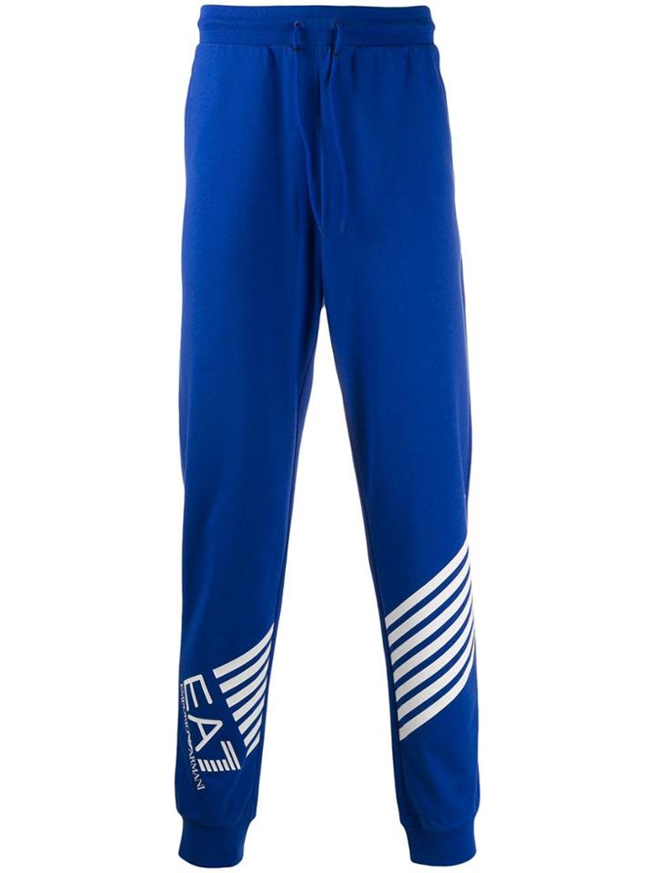 Ea7 Emporio Armani Logo Printed Sweatpants - Blue