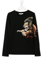Givenchy Kids Lion Print Long Sleeved T-shirt - Black