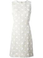 Michael Michael Kors Flower Embroidered Dress, Women's, Size: 2, Nude/neutrals, Linen/flax/polyester/spandex/elastane