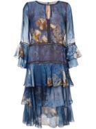 Alberta Ferretti Floral Print Dress, Women's, Size: 42, Blue, Silk/cotton/acetate/other Fibers
