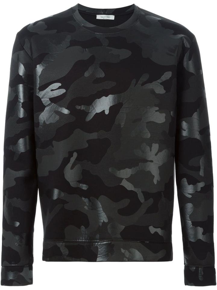 Valentino 'rockstud' Camouflage Sweatshirt - Black
