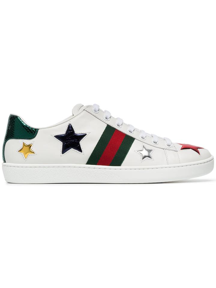 Gucci Ace Low Top Leather Sneakers - White