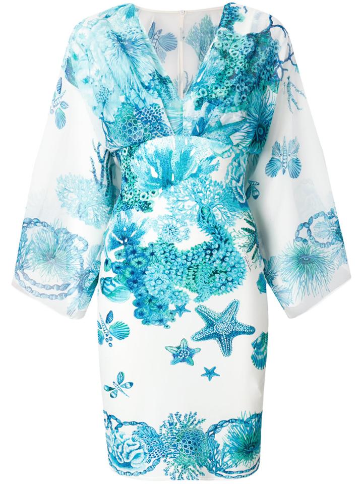 Roberto Cavalli Coral Reef Print Dress - Blue