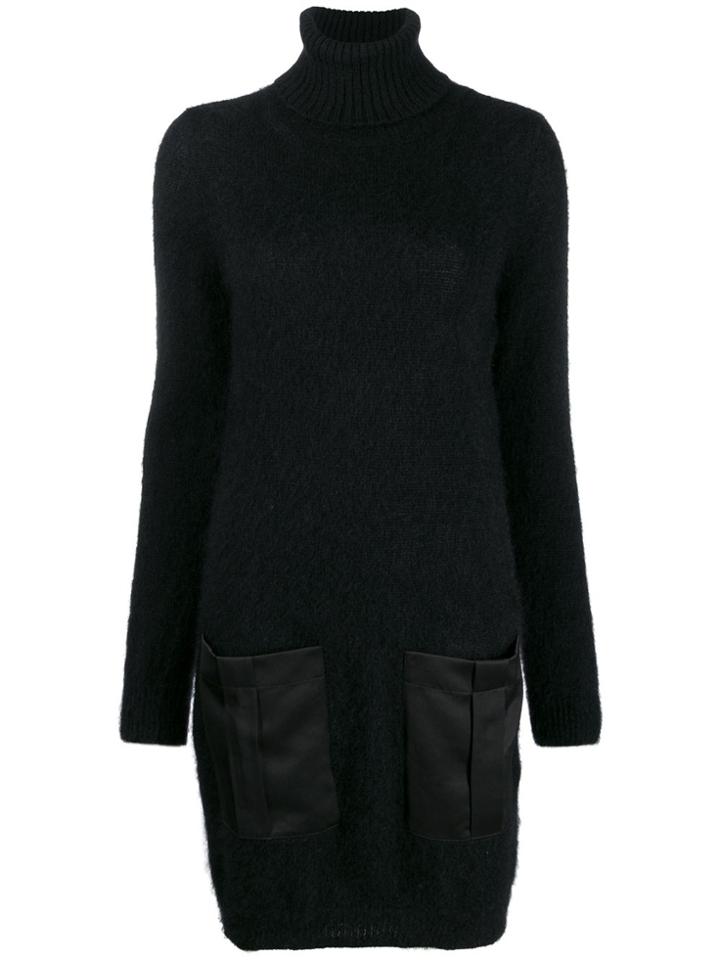 Semicouture Turtle-neck Sweater Dress - Black