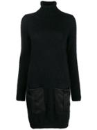 Semicouture Turtle-neck Sweater Dress - Black