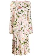 Dolce & Gabbana Lily Print Midi Dress - Pink