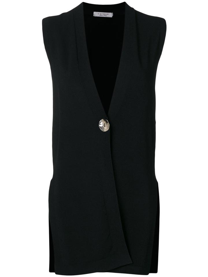 D.exterior Sleeveless Fitted Cardigan - Black