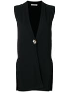 D.exterior Sleeveless Fitted Cardigan - Black