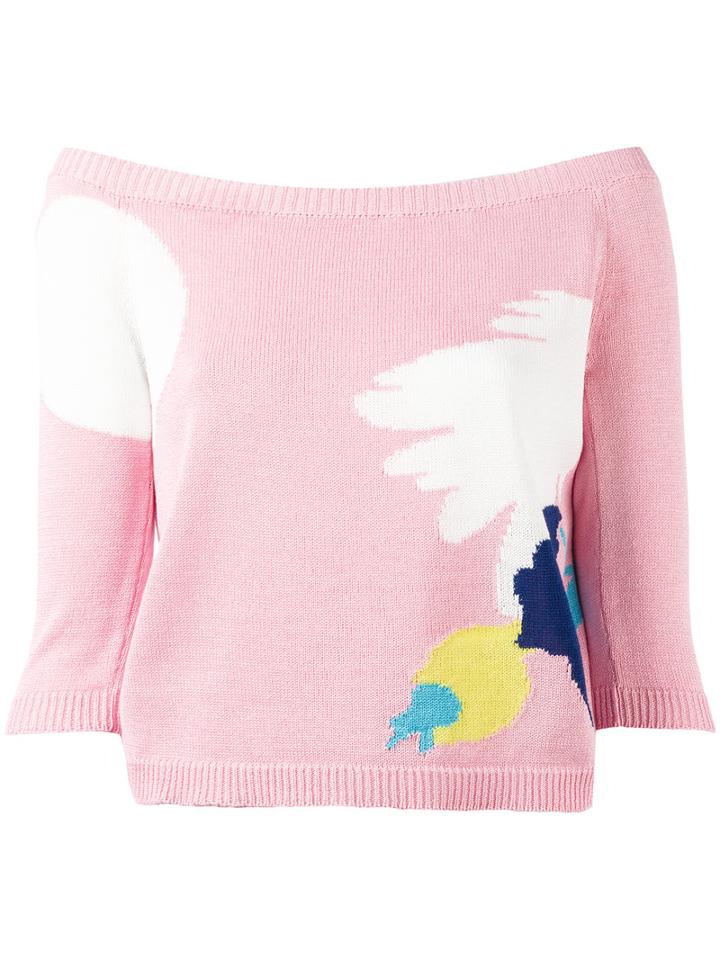 Delpozo Abstract Pattern Jumper, Women's, Size: Medium, Pink/purple, Cotton