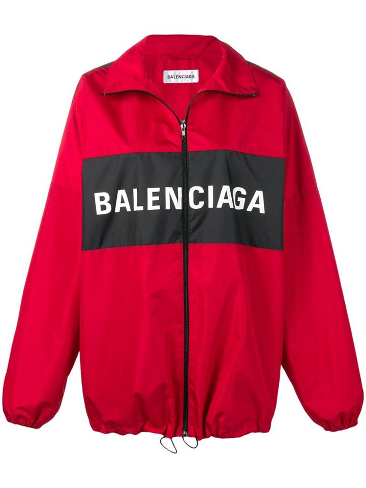 Balenciaga Zipped Logo Jacket - Red