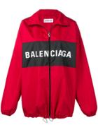 Balenciaga Zipped Logo Jacket - Red