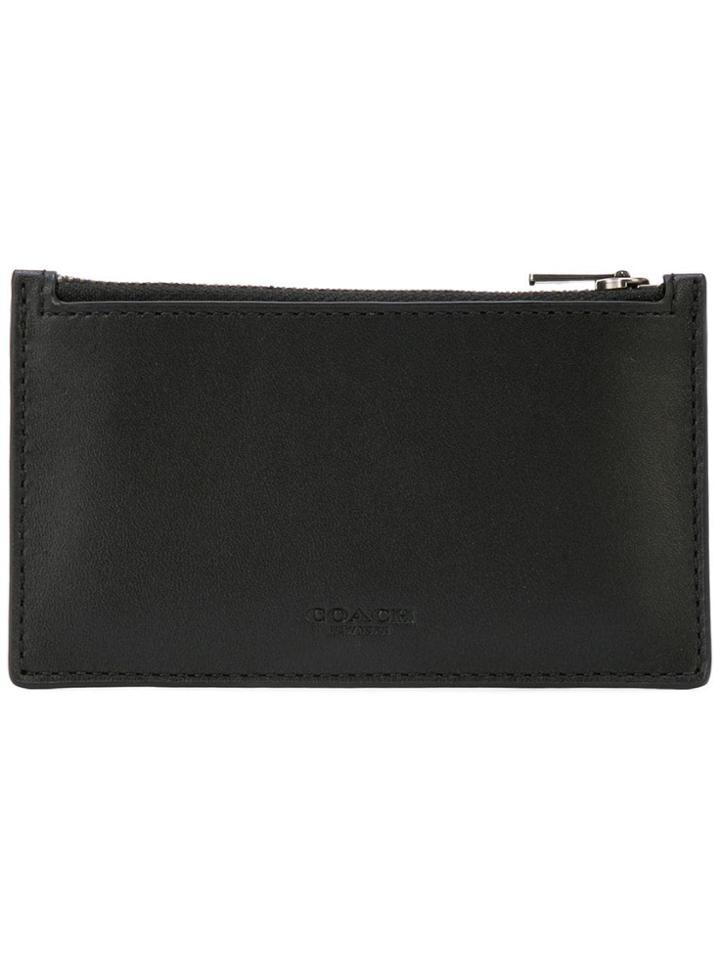Coach Zip Card Case In Refined Calf Leather - Black