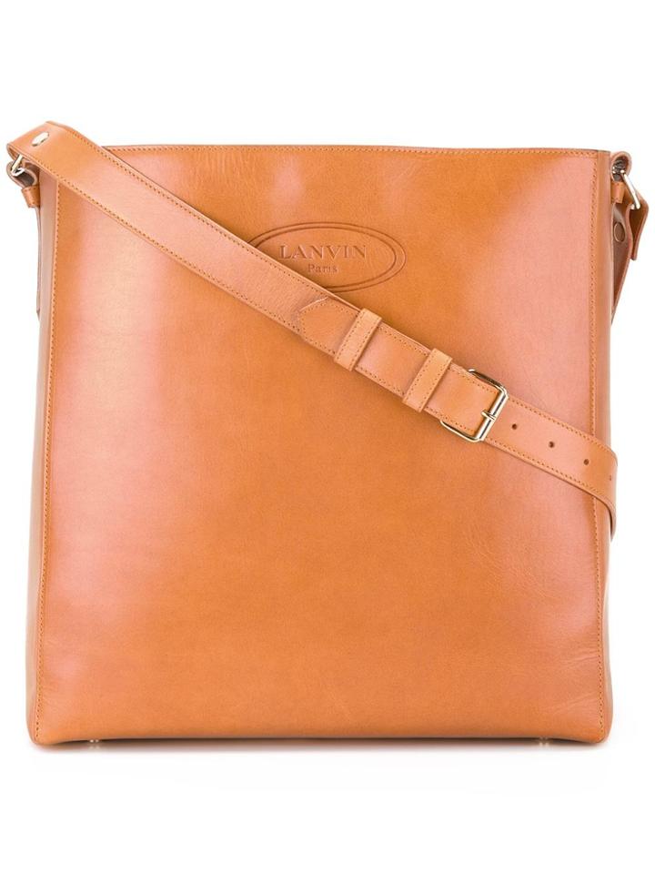Lanvin Embossed Logo Shoulder Bag - Brown