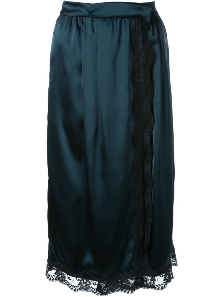 Muveil Lace Trim Wrap Skirt, Women's, Size: 38, Green, Cupro/polyester/triacetate/nylon