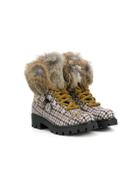 Ermanno Scervino Junior Teen Houndstooth Boots - Brown