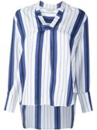 Protagonist Striped V Neck Blouse